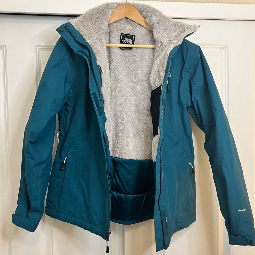 The North Face Women's Teal Blue Inlux Insulated Waterproof Jacket AFYP Large